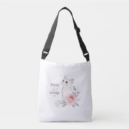 Bolsa Ajustável Sacolão Floral de Gato "Bonito mas Selvagem" Kawai