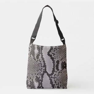 Bolsa Ajustável Sag de Corpo Cruzado com cobra de Couro Negra