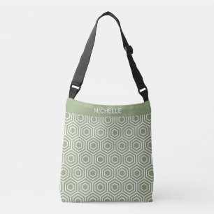 Bolsa Ajustável Sage Green Hexagon Honeycomb Padrão Geométrico