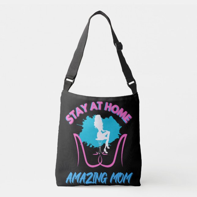 Bolsa Ajustável Sahm Fica Em Casa Mãe Rosa E Design Azul (Frente)