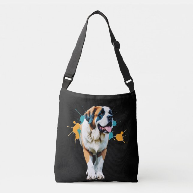 Bolsa Ajustável Santo Bernard Vetor Art com Cores Vibrantes (Frente)