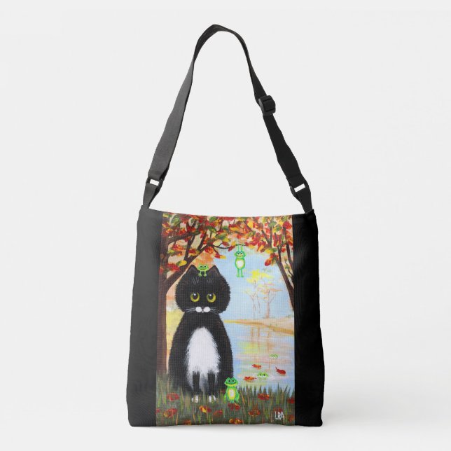 Bolsa Ajustável Sapos Gatos Pretos de Outono (Verso)