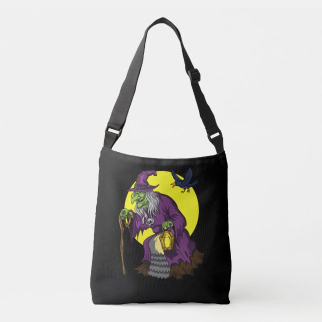 Bolsa Ajustável Scary Witch Spooky Raven Halloween (Frente)