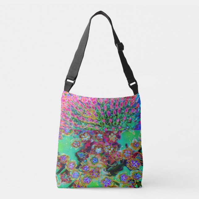 Bolsa Ajustável Sedum Roxo Groovy Abstrato Psicodélico (Frente)