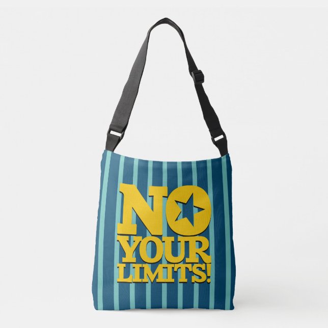 Bolsa Ajustável Sem Seus Limites! Texto Dourado - Faixa Azul (Frente)