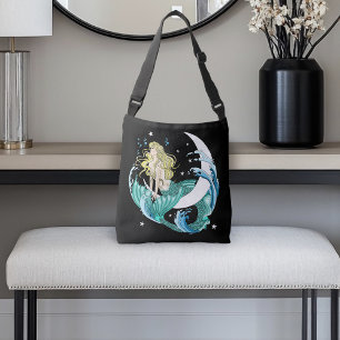 Bolsa Ajustável Sereia Loira Lua Crescente Fantasia Art Déco