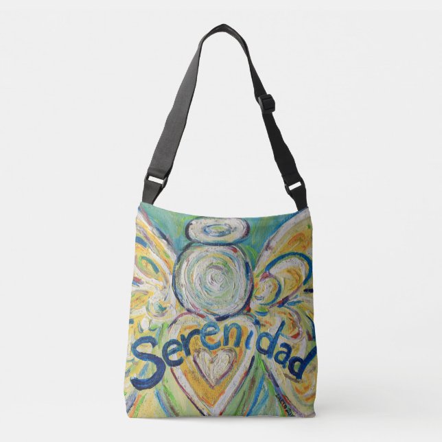 Bolsa Ajustável Serenidad Angel Word Art Purse CroBody Bag (Frente)