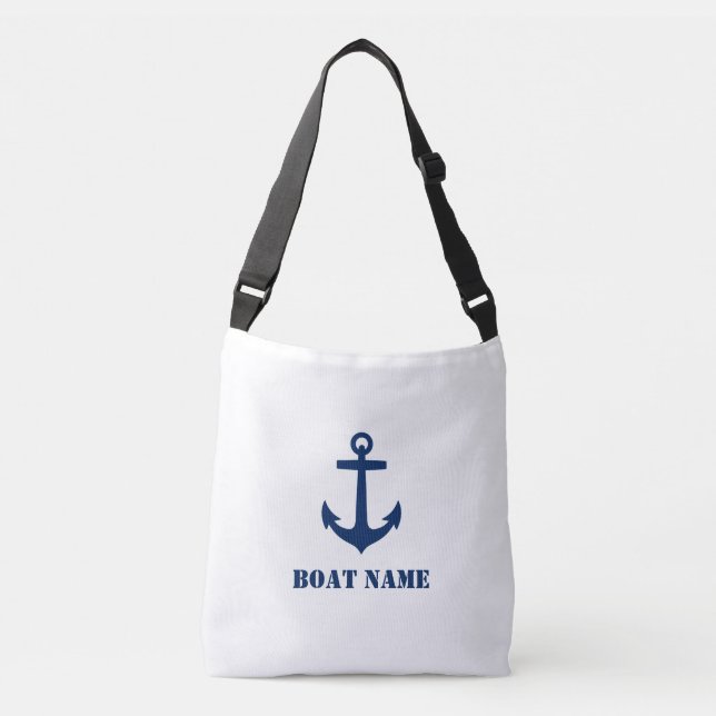 Bolsa Ajustável Seu nome de barco Anchor Azul Náutico (Frente)