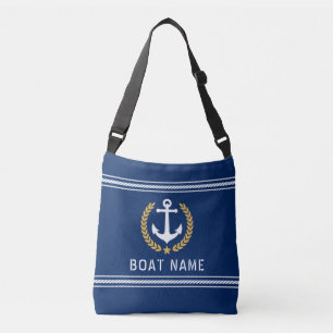 Bolsa Ajustável Seu nome de barco Ancora Estilo Dourado Laurel Rop