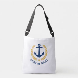 Bolsa Ajustável Seu nome de barco Ancora Estilo Dourado Laurel Whi