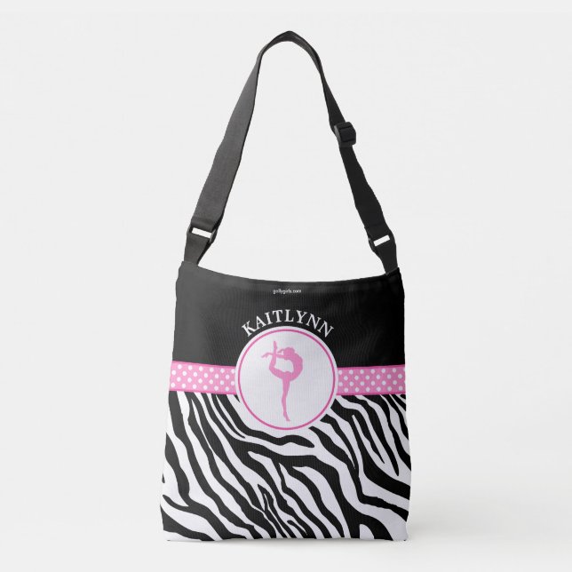 Bolsa Ajustável Seu nome é Zebra Print Gymntics em rosa (Frente)