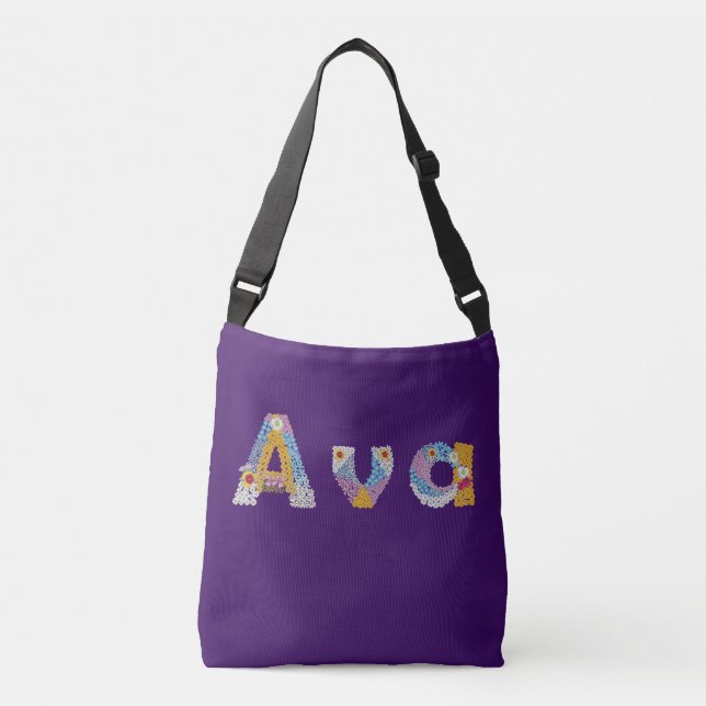 Bolsa Ajustável Seu nome em letras florais artísticas / Ava (Frente)