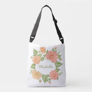 Bolsa Ajustável Seu nome em um costume do quadro da flor ensaca