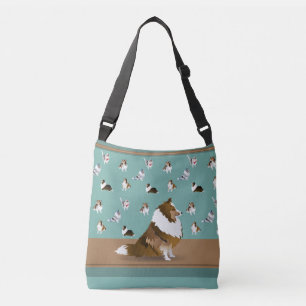 Bolsa Ajustável Shetland Sheepdog: Sable Sheltie on Green
