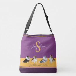 Bolsa Ajustável Shetland Sheepdog, Sheldon, em Purple e Yellow