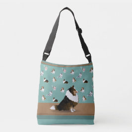 Bolsa Ajustável Shetland Sheepdog Tri-Sheltie, em verde e castanho