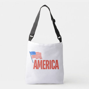 Bolsa Ajustável Shoulder Bag Patriótico "AMÉRICA" com Bandeira Ame