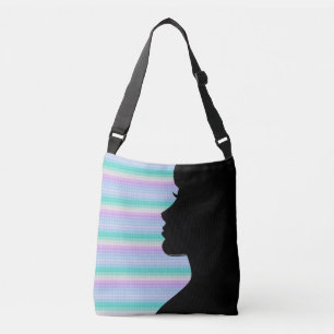 Bolsa Ajustável Silhueta de mulher em listras turquesa e azuis