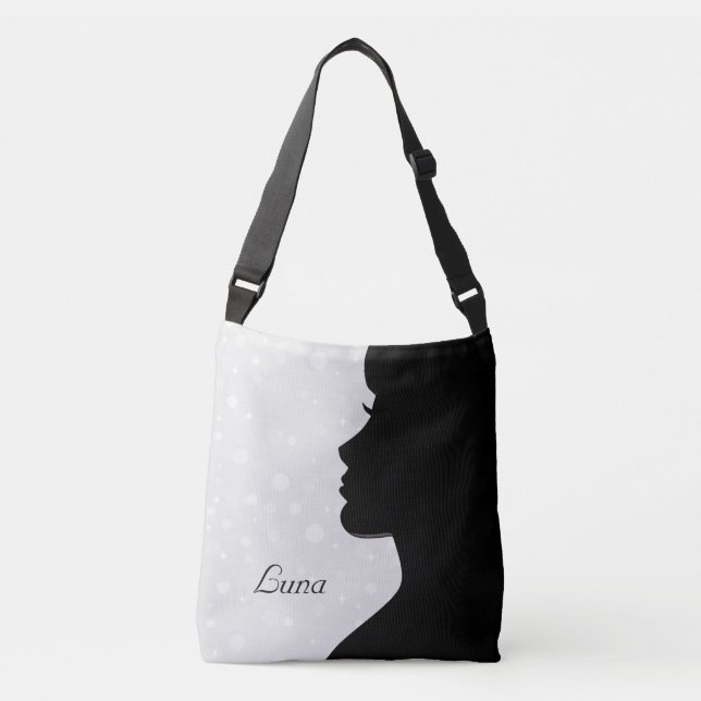 Bolsa Ajustável Silhueta de Mulher Moderna em Cinza Claro (Frente)