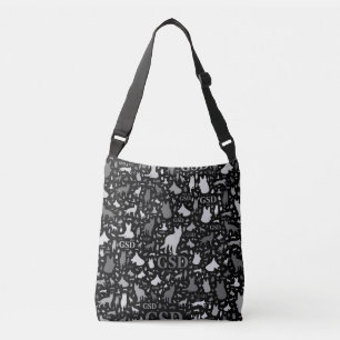 Bolsa Ajustável Silhuetas do cão de german shepherd - Grayscale