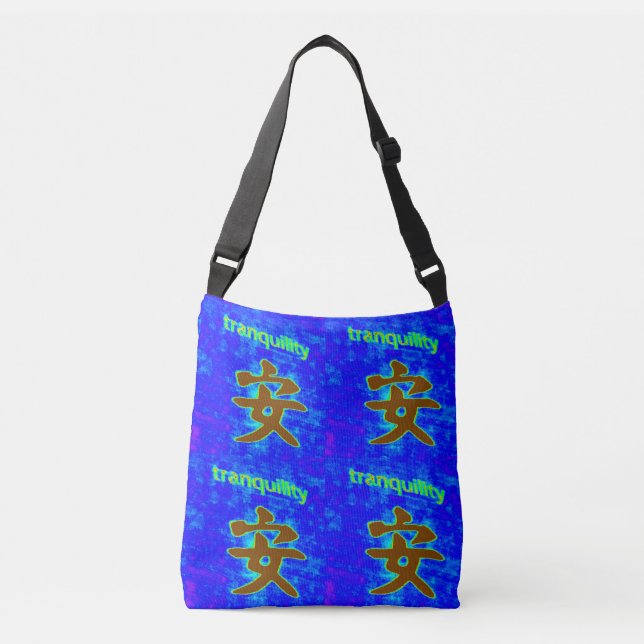 Bolsa Ajustável símbolo chinês de tranquilidade azul (Frente)