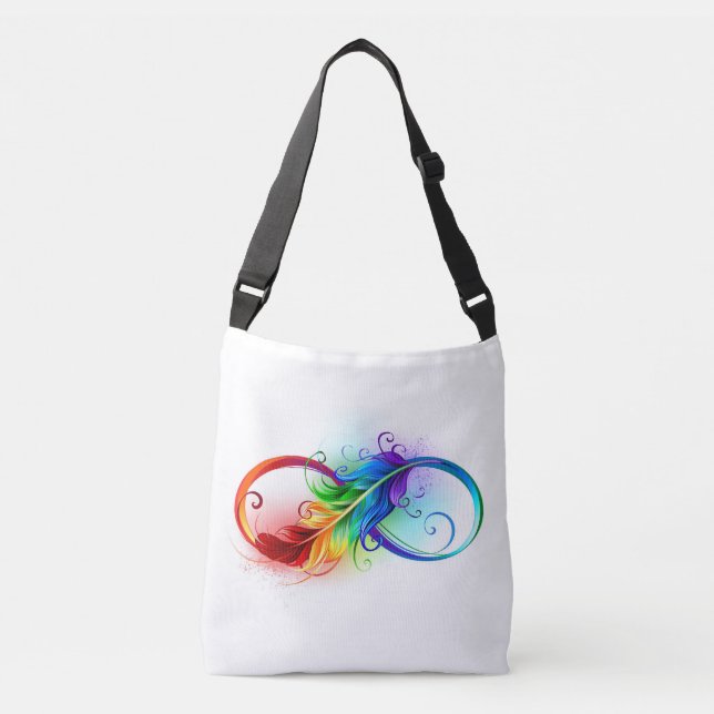 Bolsa Ajustável Símbolo de Infinito com Pena de Arco-íris (Frente)