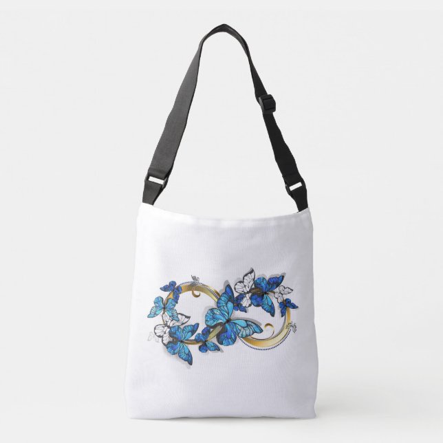 Bolsa Ajustável Símbolo Infinito de Borboletas Azuis Morpho (Frente)