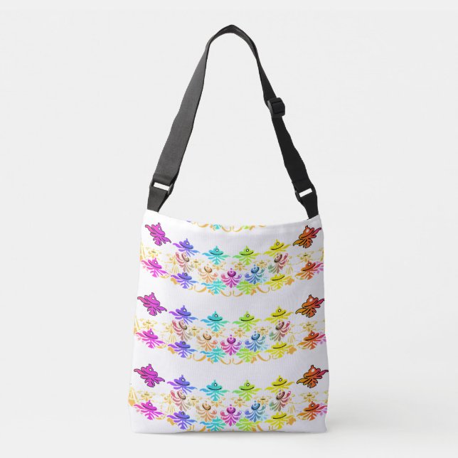 Bolsa Ajustável Símbolos Florais do Arco-Íris (Frente)