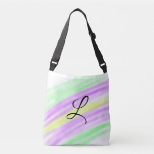 Bolsa Ajustável Simples roxo verde aquarela adicione seu monograma