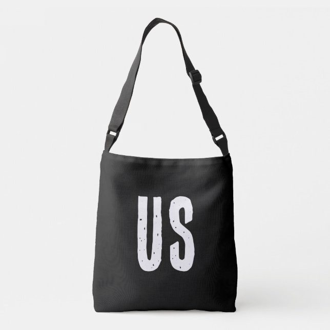 Bolsa Ajustável Sinais modernos de monograma preto e branco (Verso)