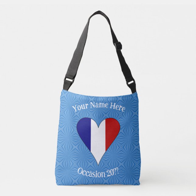 Bolsa Ajustável Sinalizador francês Personalizado em Azul (Frente)