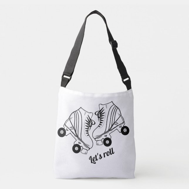 Bolsa Ajustável Skate Mínimo Preto de Pista Branco (Frente)