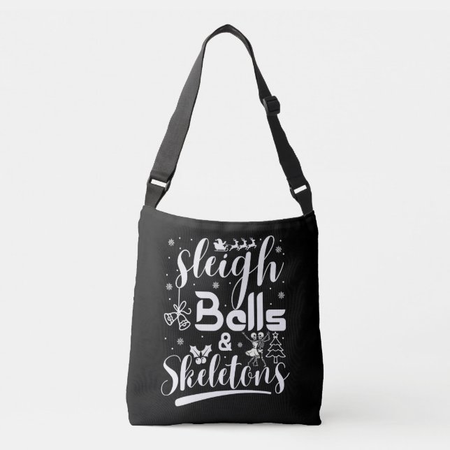 Bolsa Ajustável Sleigh bells & skeletons dancing funny christmas (Frente)