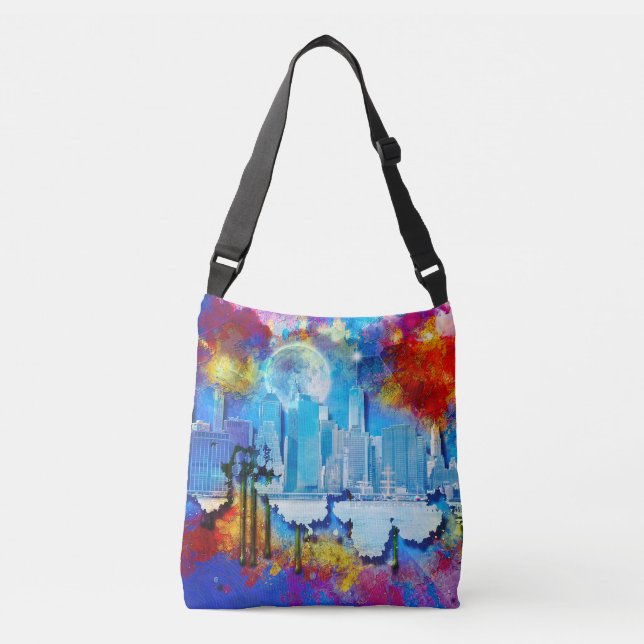 Bolsa Ajustável SlipperyJoe NYC grafite lua cercada por redemoinho (Frente)
