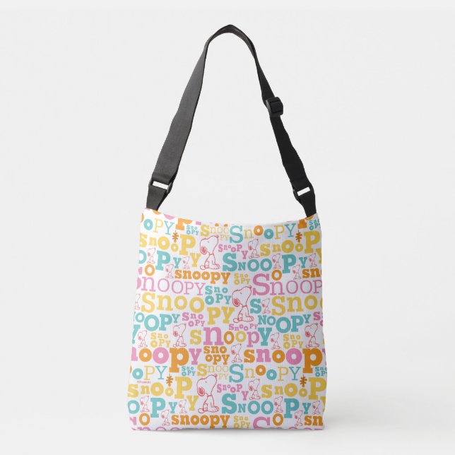 Bolsa Ajustável Snoopy Pastel Text Pattern (Frente)