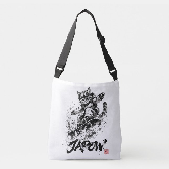 Bolsa Ajustável Snowboard Brush Art - Snowboarder cat (Frente)