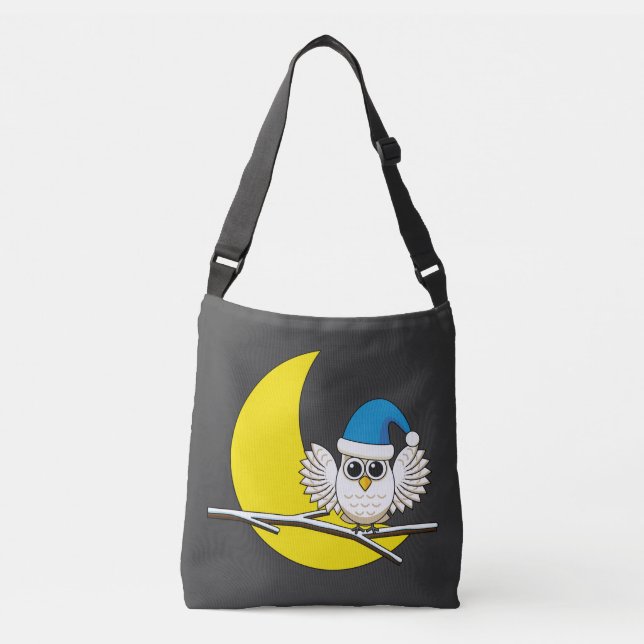 Bolsa Ajustável Snowy Owl em Nova Lua Noite de inverno (Frente)