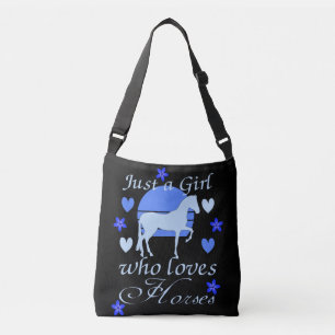 Bolsa Ajustável Só uma garota que ama cavalos em azul