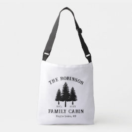 Bolsa Ajustável Sobrenome Cabana Rústico País Árvores Elegante