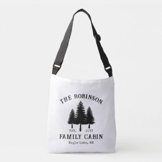 Bolsa Ajustável Sobrenome Cabana Rústico País Árvores Elegante