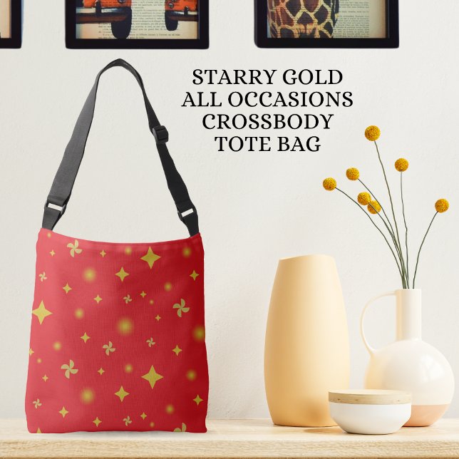 Bolsa Ajustável Soft Glow Golden Stars & Floral Petals Pattern (Criador carregado)