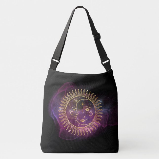 Bolsa Ajustável Sol Celestial Roxo e Lua (Frente)
