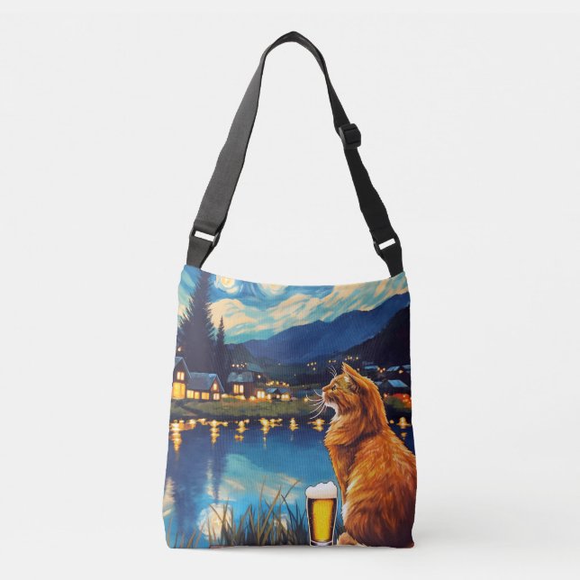 Bolsa Ajustável Sonhar com Saltos e estrelas | Cat Starry Night (Frente)