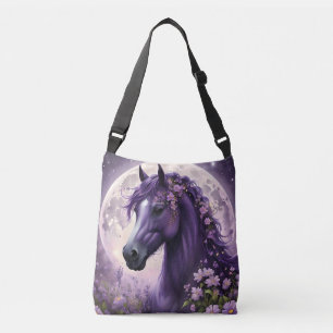 Bolsa Ajustável "Sonhos Floridos: O Cavalo Fantasia Floral Roxa"