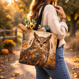 Bolsa Ajustável Spirit Owl Boho Patchwork Rustic Folk Art