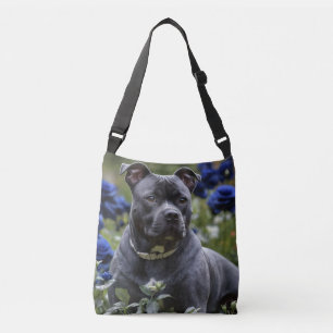 Bolsa Ajustável Staffordshire Bull Terrier In Blue Rosa Garden