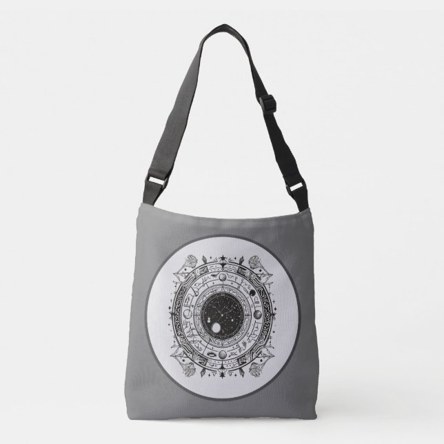 Bolsa Ajustável Starry Visions: Elegante Zodiac e Celestial (Frente)