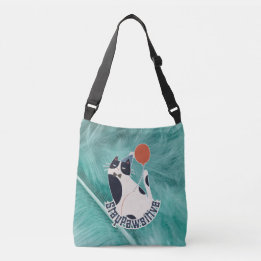 Bolsa Ajustável Stay Pawsitive Tuxedo Cat Birthday Party Cross-Bod