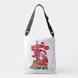 Bolsa Ajustável Stressed Santa Merry Christmas Cross-Body Directio