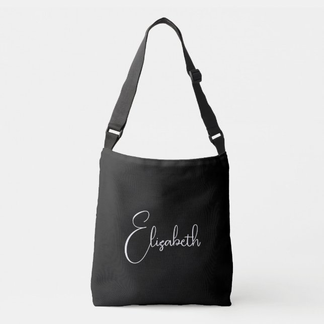 Bolsa Ajustável Substitua seu próprio nome, preto e branco, script (Frente)